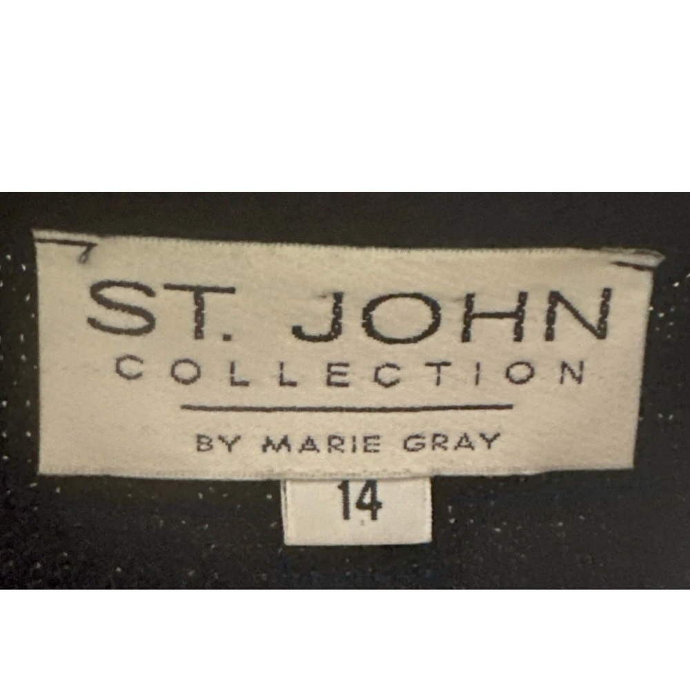 RARE St. John Military Navy Blue Jacket Blazer Santana Marie Gray Wool/Rayon 14 - Picture 13 of 15
